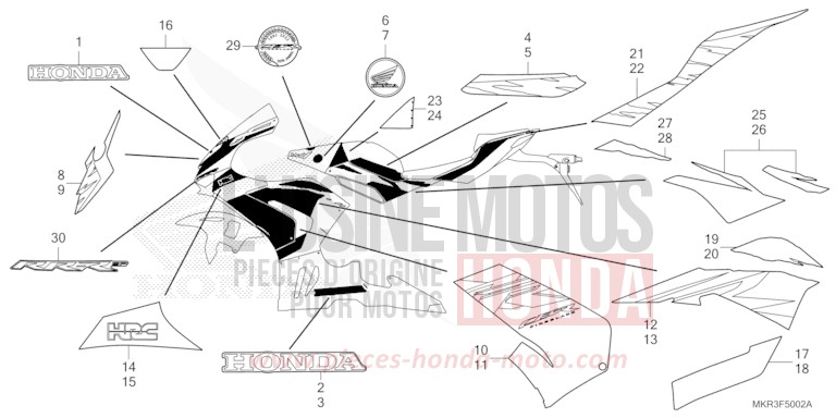 MARQUE/RAYURE (3) de CBR1000RR SP SP1 SP2 PEARL GLARE WHITE (NHB53) 2022